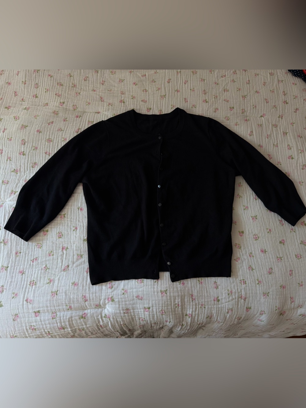 Black Women's Button-Front Crewneck Sweater
